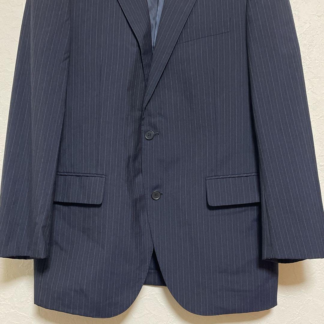 【美品】ニューヨーカー ピンストライプスーツ 上下 AB7 ネイビー ウール混
