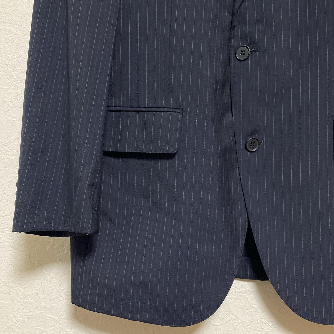 【美品】ニューヨーカー ピンストライプスーツ 上下 AB7 ネイビー ウール混