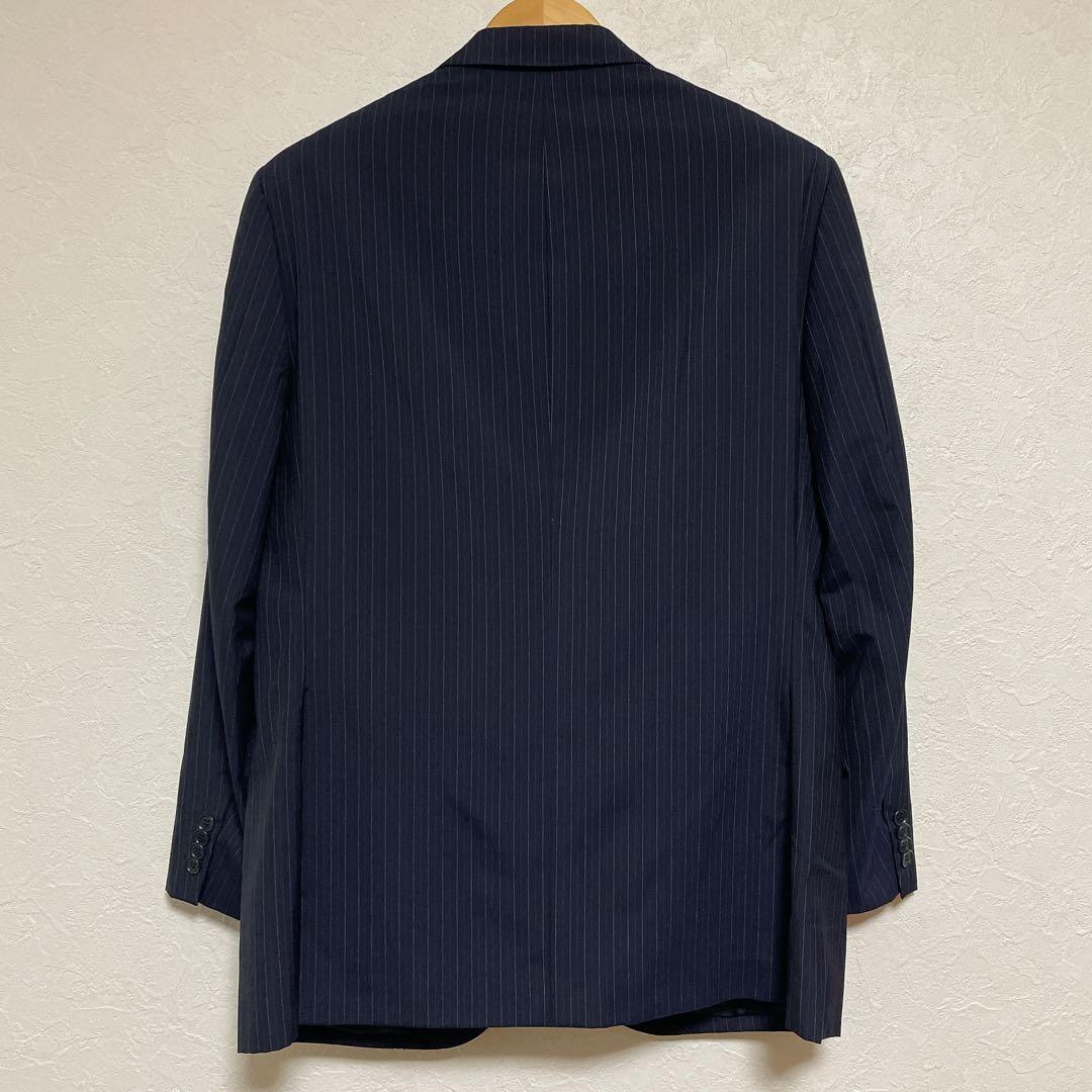 【美品】ニューヨーカー ピンストライプスーツ 上下 AB7 ネイビー ウール混