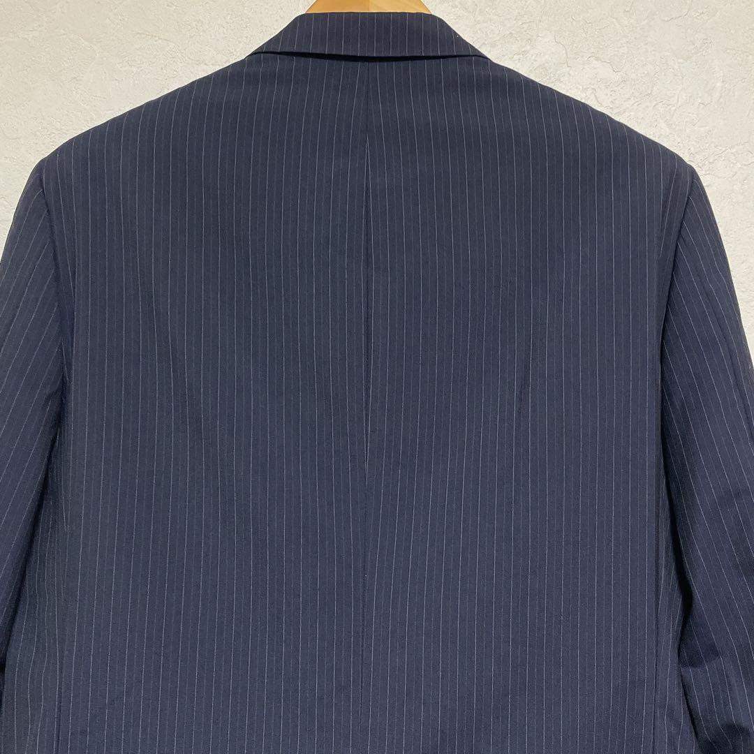 【美品】ニューヨーカー ピンストライプスーツ 上下 AB7 ネイビー ウール混