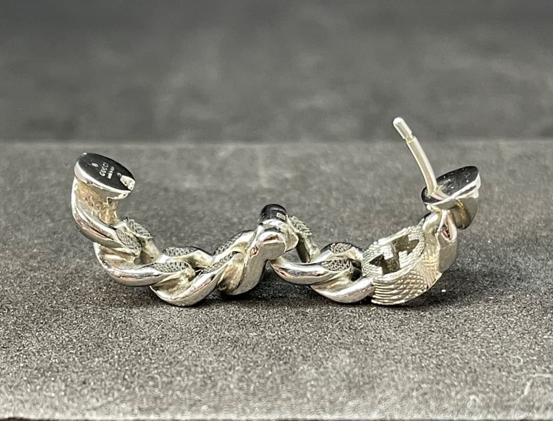 超レア廃盤美品】GUCCIゴルメット インターロッキングG フープピアス