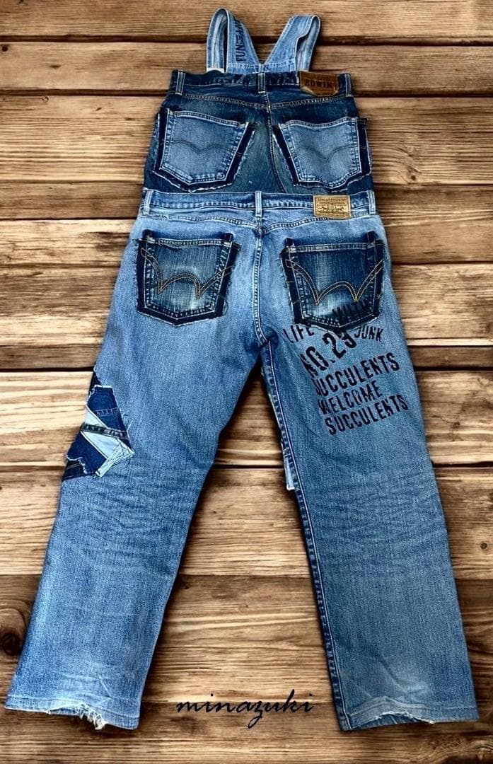 ちびすけ！週末セール！オーバーオール☆デニムパッチワーク☆デニムリメイク