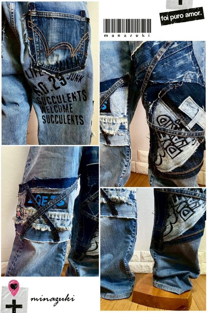 ちびすけ！週末セール！オーバーオール☆デニムパッチワーク☆デニムリメイク