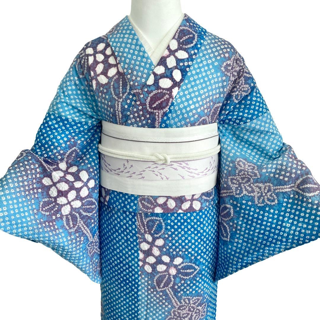 ★ QPです★新品未使用品　紫陽花　有松絞り　絞り浴衣　 浴衣　NO7