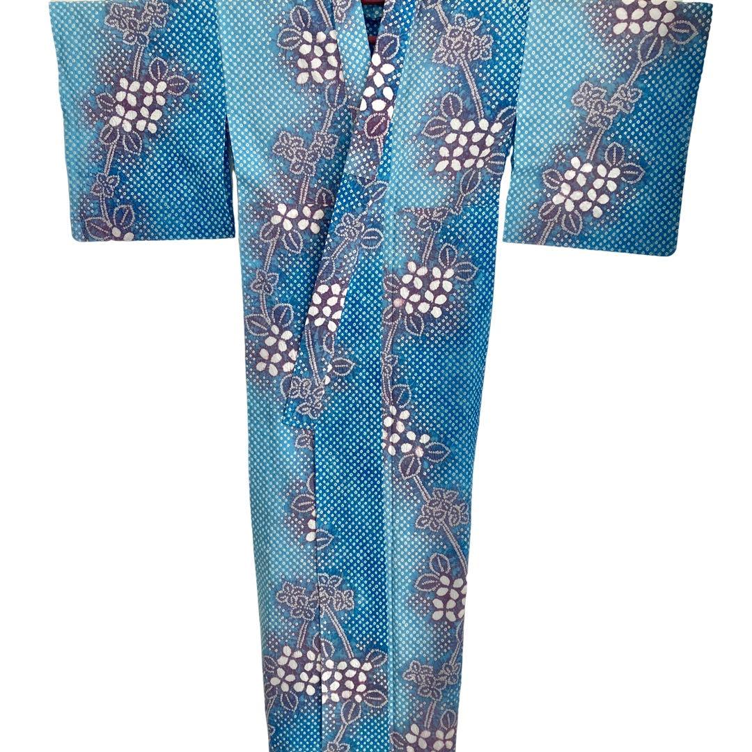 ★ QPです★新品未使用品　紫陽花　有松絞り　絞り浴衣　 浴衣　NO7