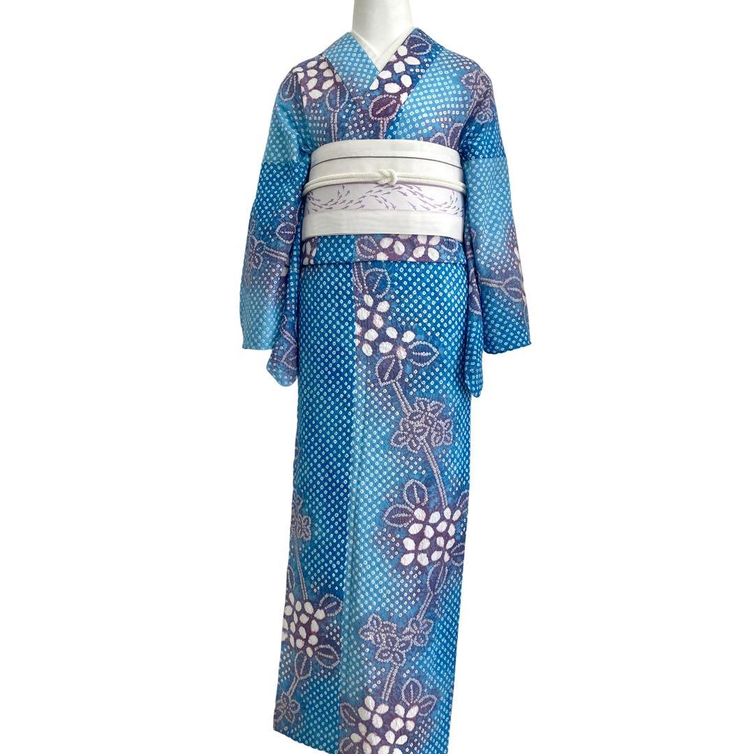★ QPです★新品未使用品　紫陽花　有松絞り　絞り浴衣　 浴衣　NO7
