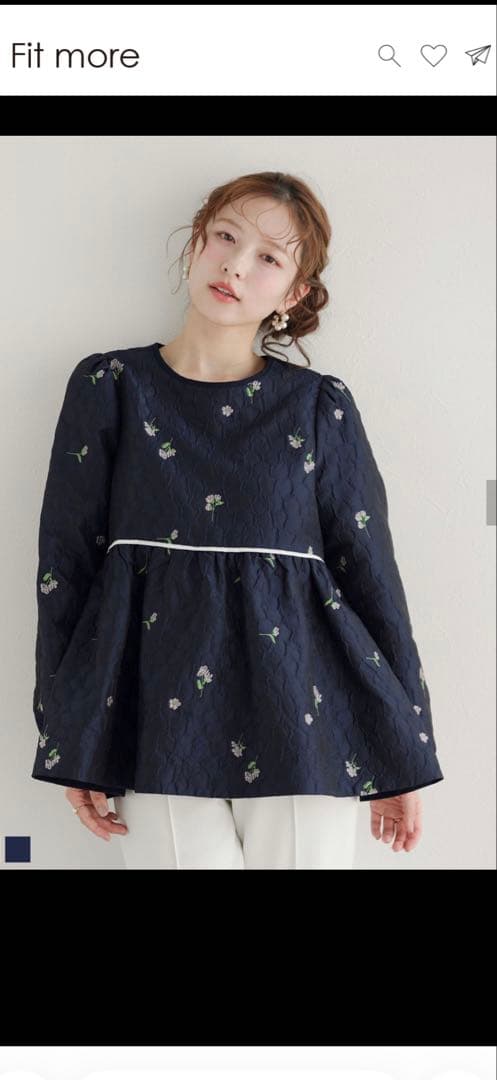 フィットモア　フラワージャガードペプラムトップス