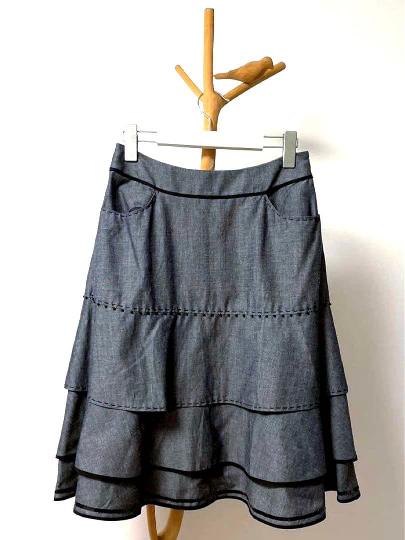 【未使用品】TO BE CHIC スカートスーツ　グレー　リボン