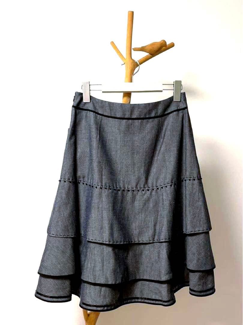 【未使用品】TO BE CHIC スカートスーツ　グレー　リボン