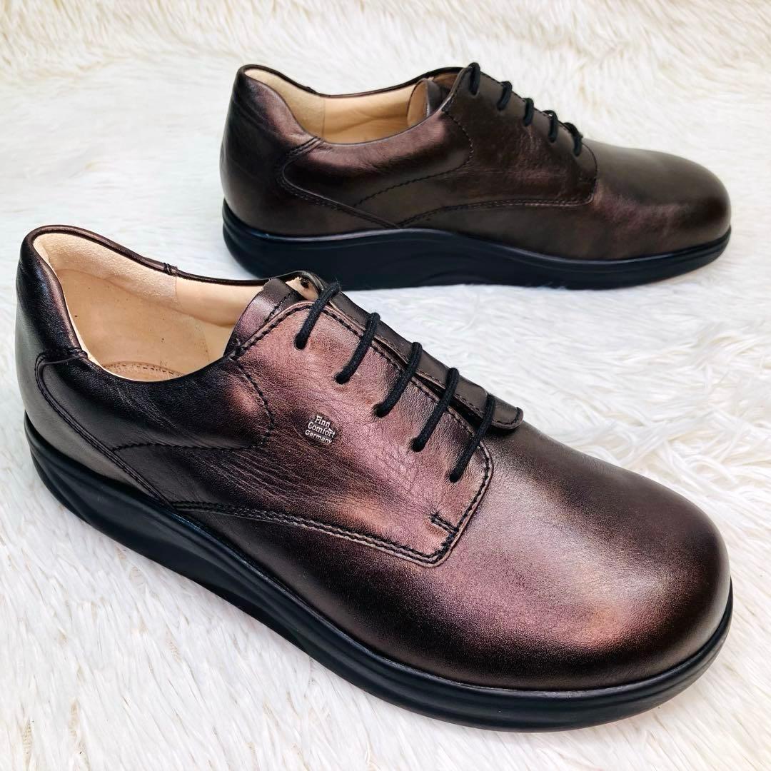 【新品未使用】Finn Comfort :size 6レースアップ 光沢ブラウン