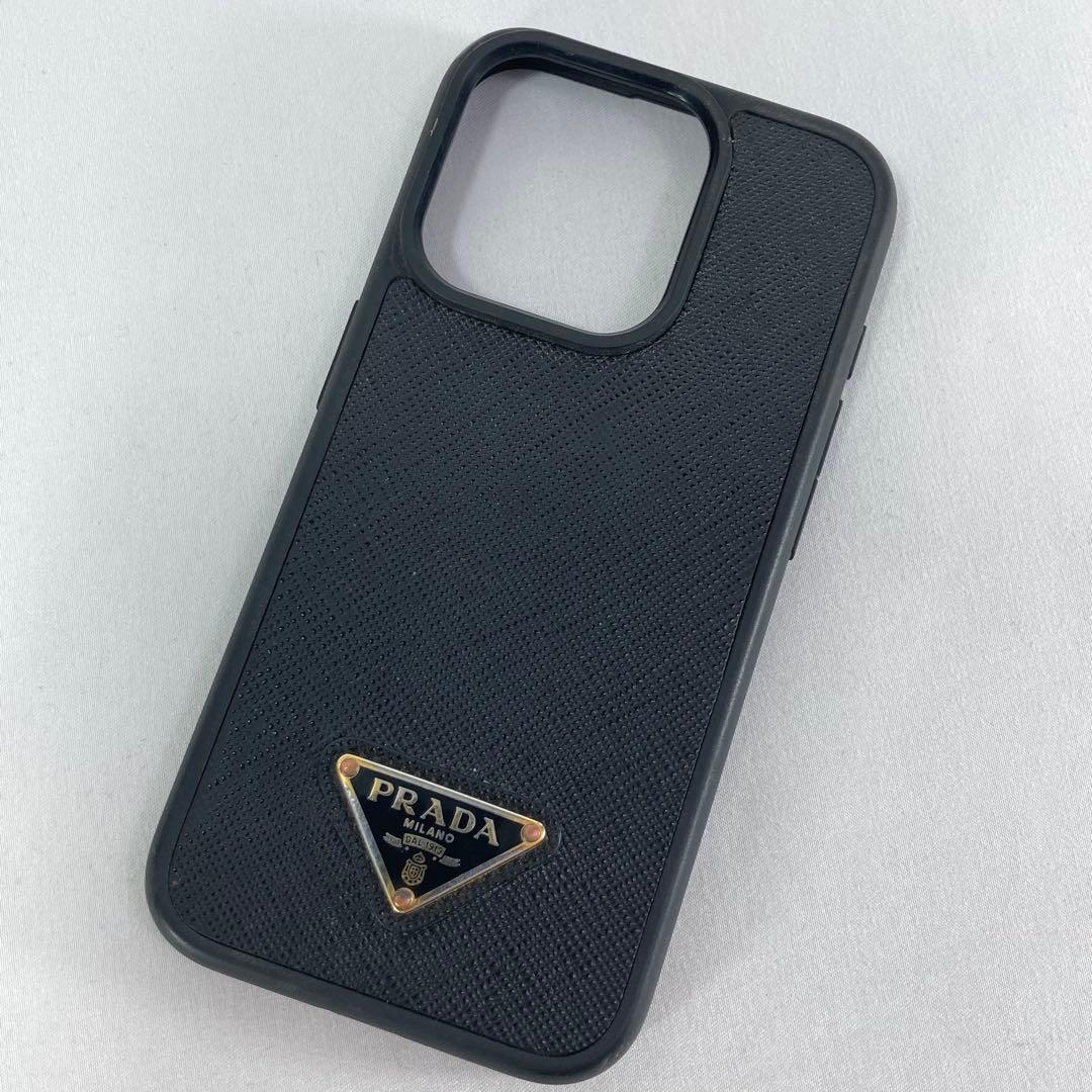 【美品】PRADA プラダ iPhone15PRO用ケース ブラック 三角ロゴ