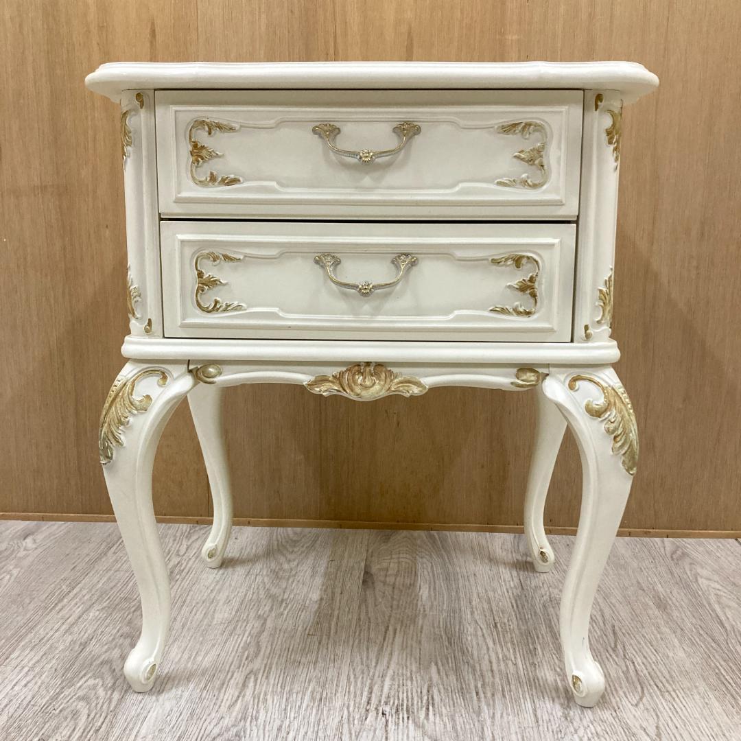 姫系　猫脚　サイドチェスト　ナイトテーブル　ロココ調　A