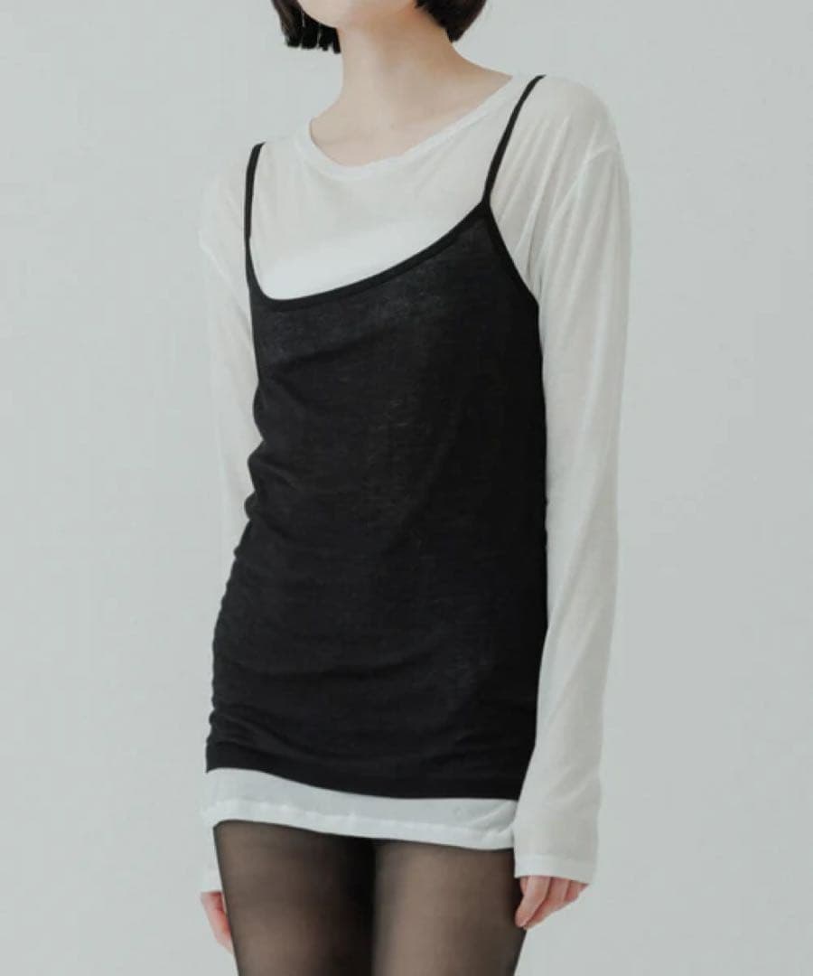トップス Layered cotton sheer camisole top