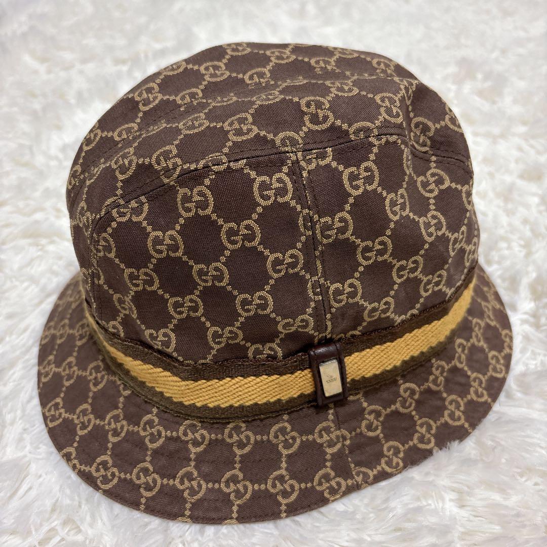 美品✨グッチ GG キャンバス バケットハット シェリーライン ハット　帽子