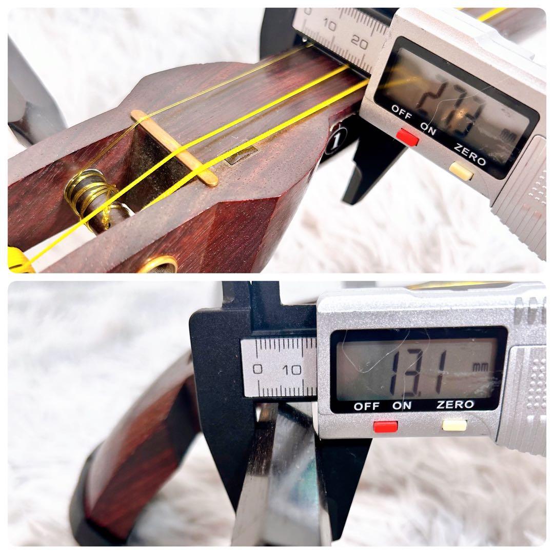 【希少】民謡三味線　中棹　紅木　正寸　2本溝　丸打胴　皮やぶれなし　本皮