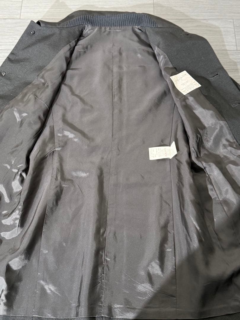 ヨウジヤマモト 02aw レザー切り替え ウールコート