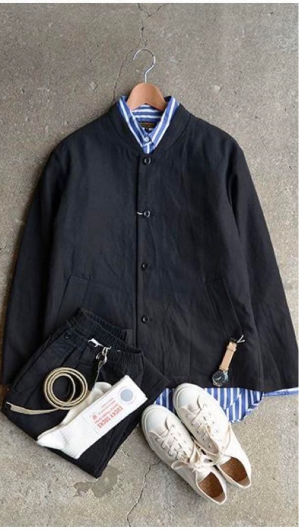 still by hand コットンリネン　ブルゾン　ダークネイビー　50