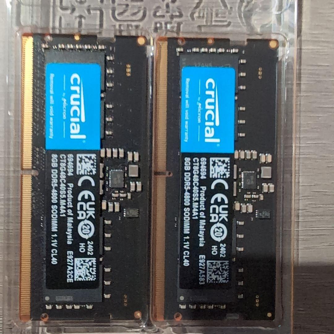 Crucial DDR5-4800 16GB(8GB×2) ノートパソコン用