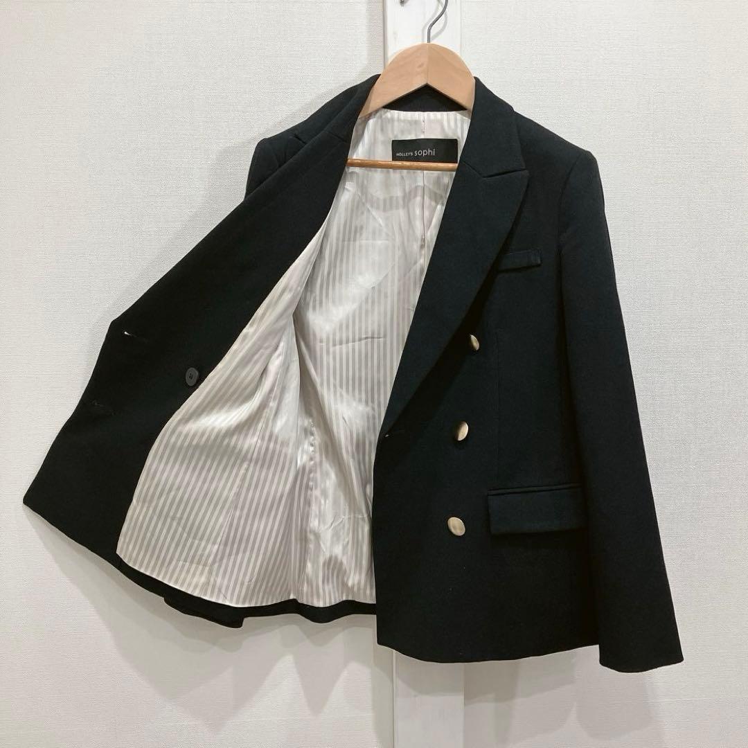 NOLLEY'S sophi サージ シャーク ダブル ジャケット 金ボタン
