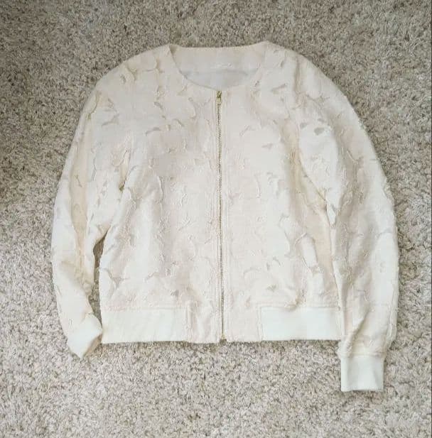 美品ANAYI希少デザイン アイボリークリームフラワージャンパー