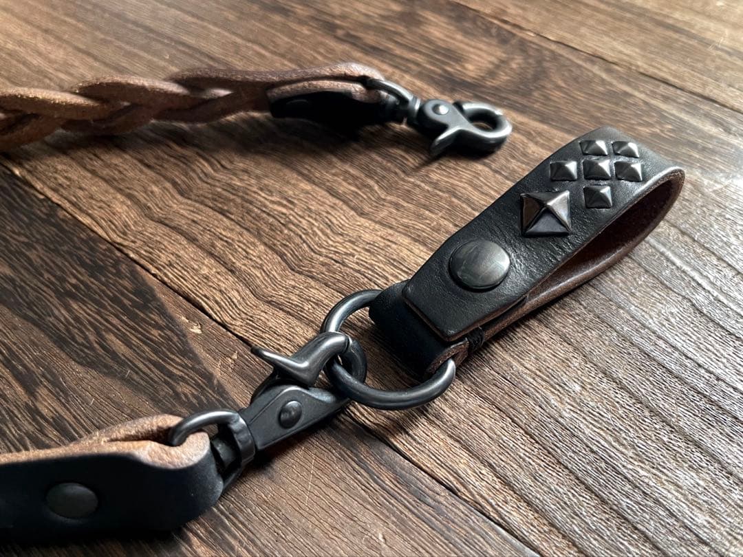 オーダー品　編み込みレザーウォレットコード　TYPEB クロムエクセル　黒染