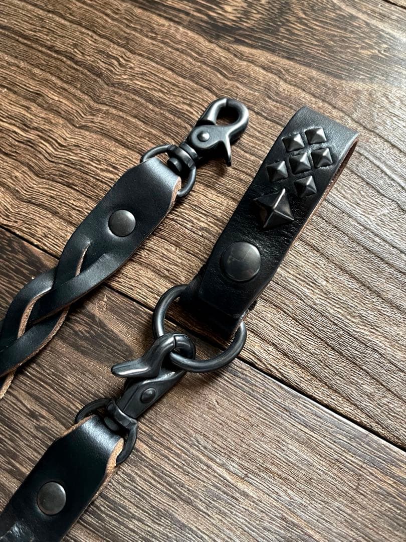 オーダー品　編み込みレザーウォレットコード　TYPEB クロムエクセル　黒染