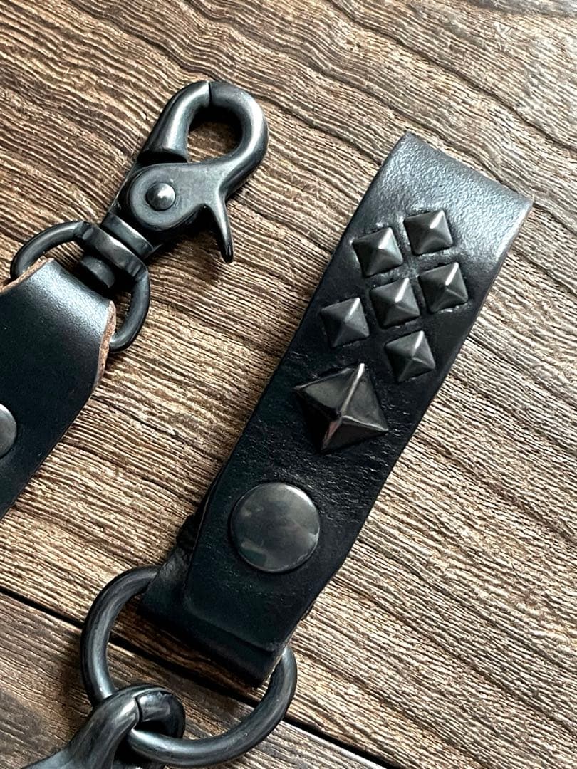 オーダー品　編み込みレザーウォレットコード　TYPEB クロムエクセル　黒染