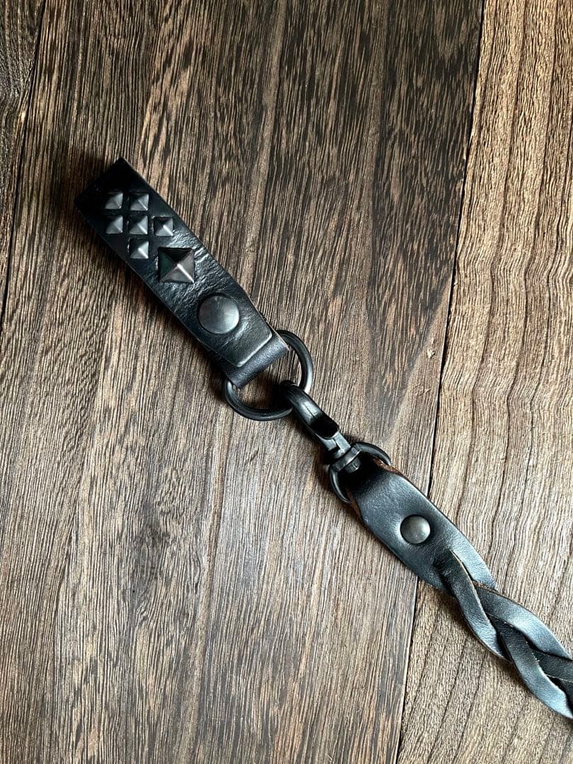 オーダー品　編み込みレザーウォレットコード　TYPEB クロムエクセル　黒染