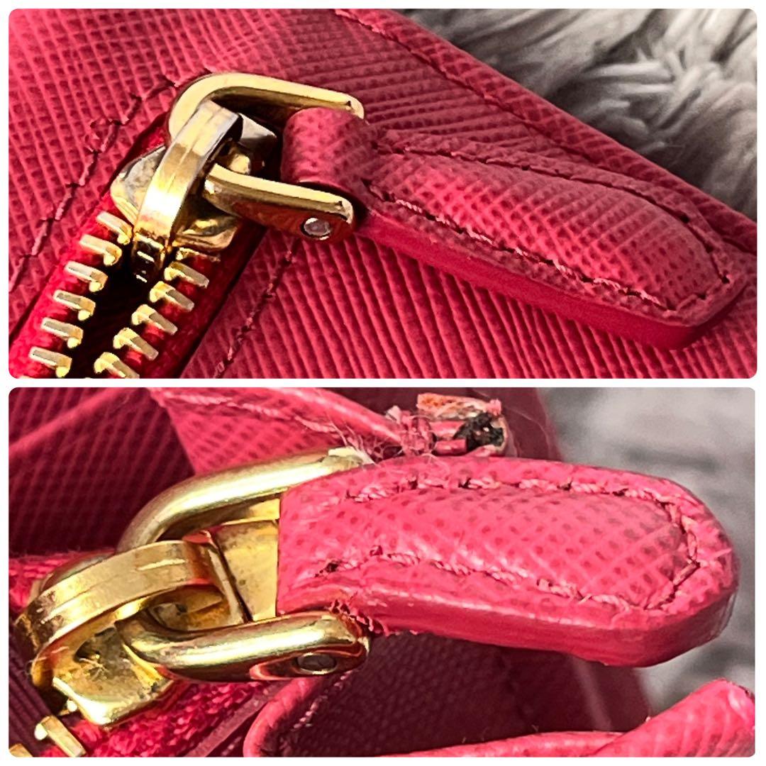 良品✨PRADA フィオッコ　サフィアーノ　メタルロゴ　リボン　ピンク　長財布