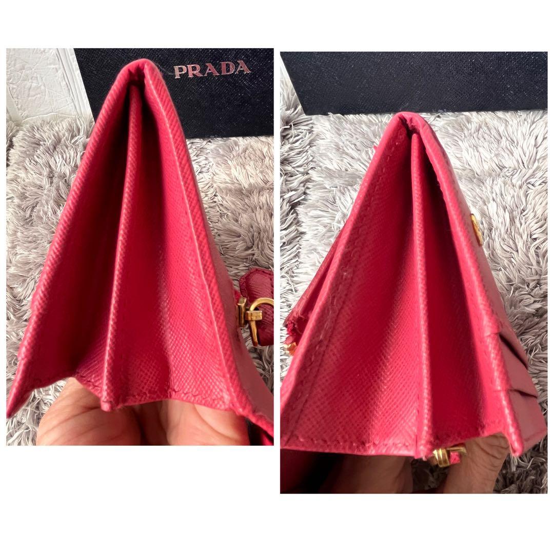 良品✨PRADA フィオッコ　サフィアーノ　メタルロゴ　リボン　ピンク　長財布