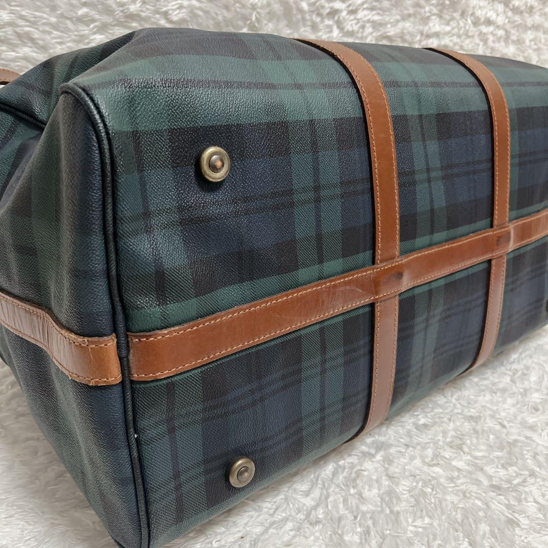 ポロラルフローレン　PVC ボストンバッグ　大容量　グリーン　チェック
