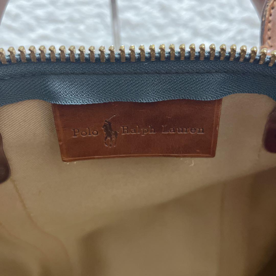 ポロラルフローレン　PVC ボストンバッグ　大容量　グリーン　チェック