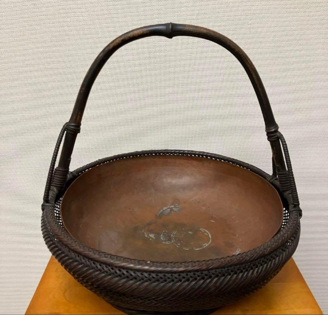 【専用】竹細工　花籠　花器　いけばな　生花　華道　銅製 工芸品　アンティーク
