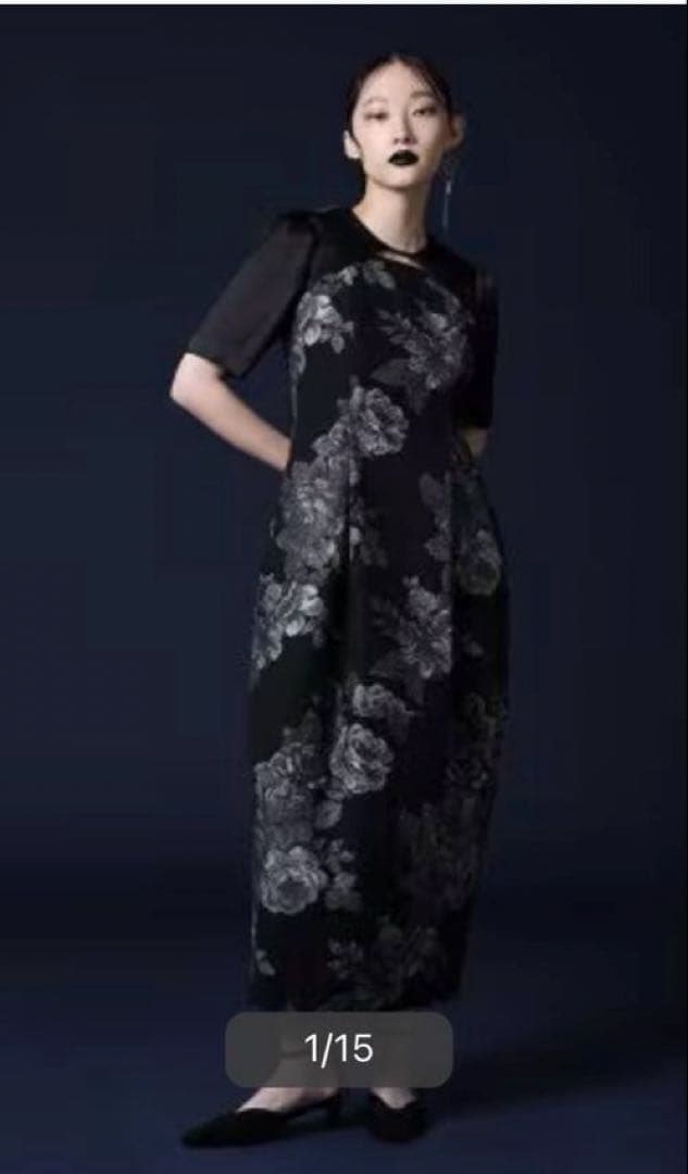 resil×足利 ゴブラン織りワンピース　黒　花柄　新品未使用　ヤマダヤ