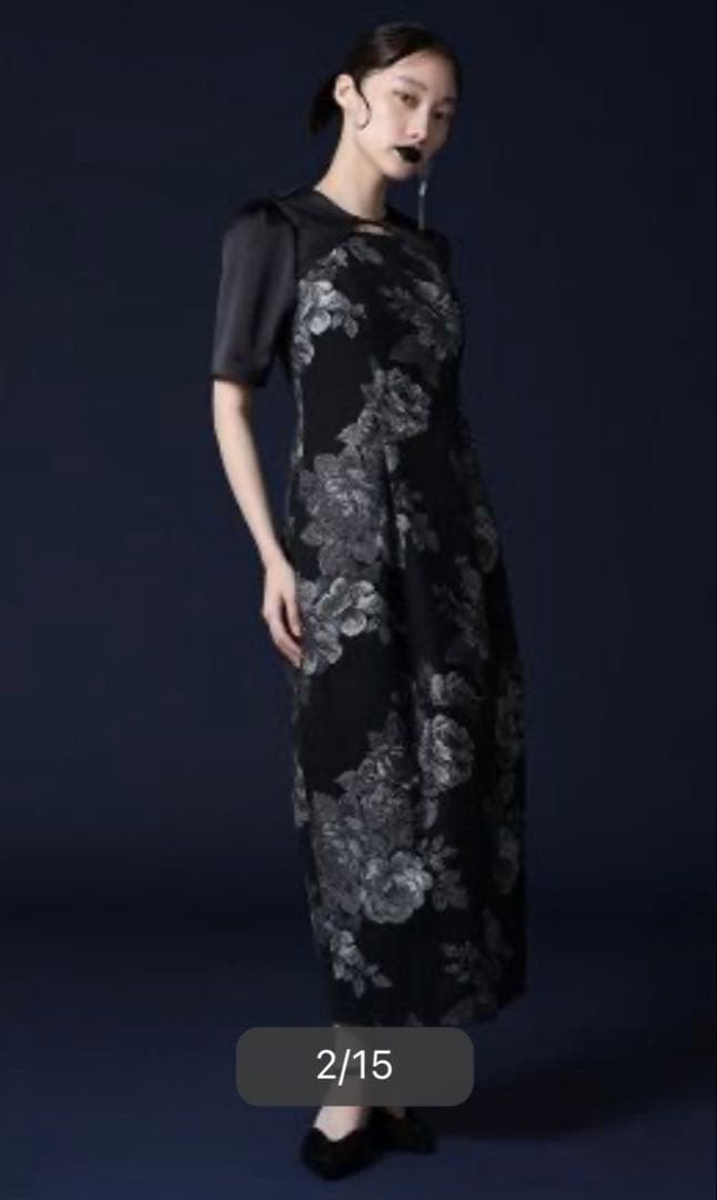 resil×足利 ゴブラン織りワンピース　黒　花柄　新品未使用　ヤマダヤ