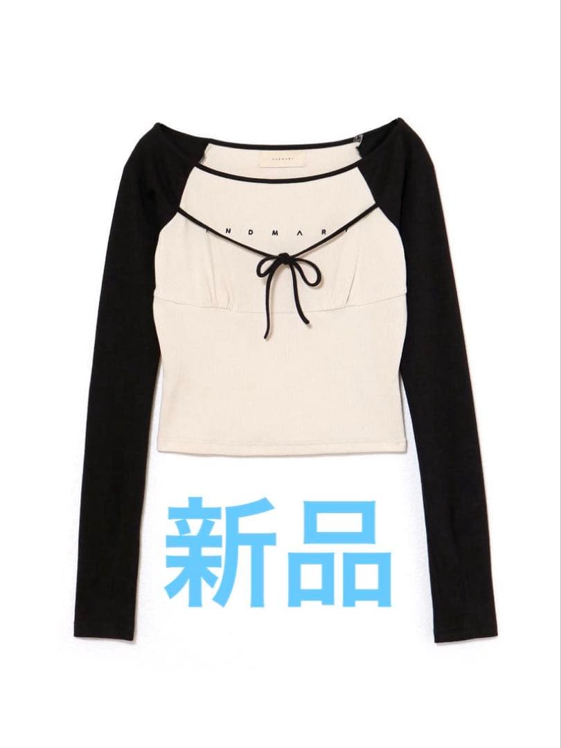 新品andmaryアンドマリーAlma ribbon tops ブラック