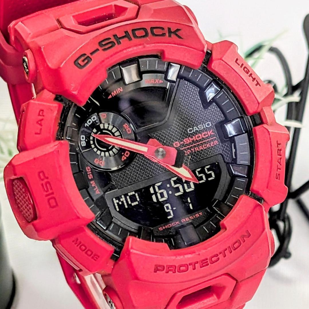 良品 CASIOカシオ メンズ腕時計レッドG-SHOCKスマホ連動 箱付き存在感