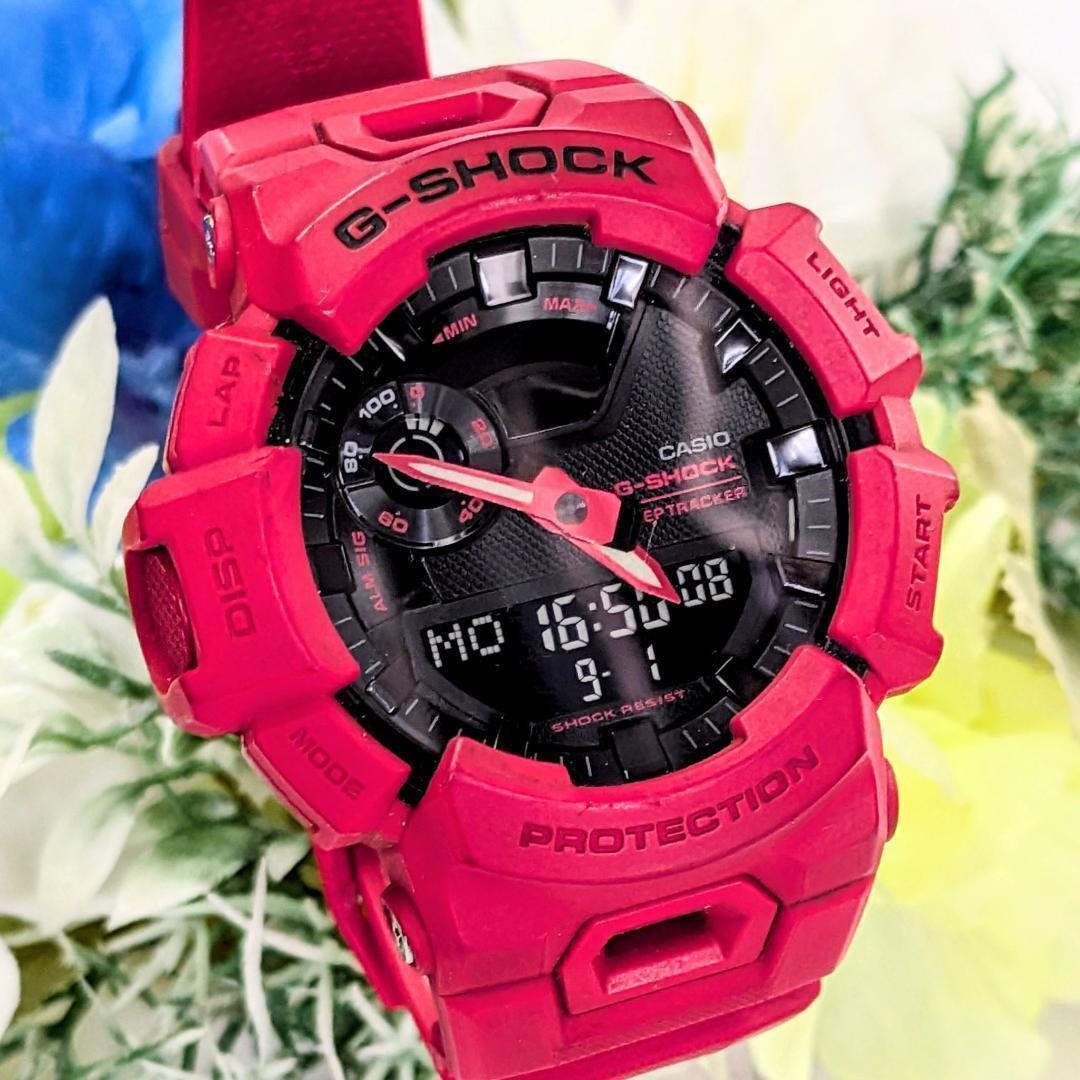 良品 CASIOカシオ メンズ腕時計レッドG-SHOCKスマホ連動 箱付き存在感