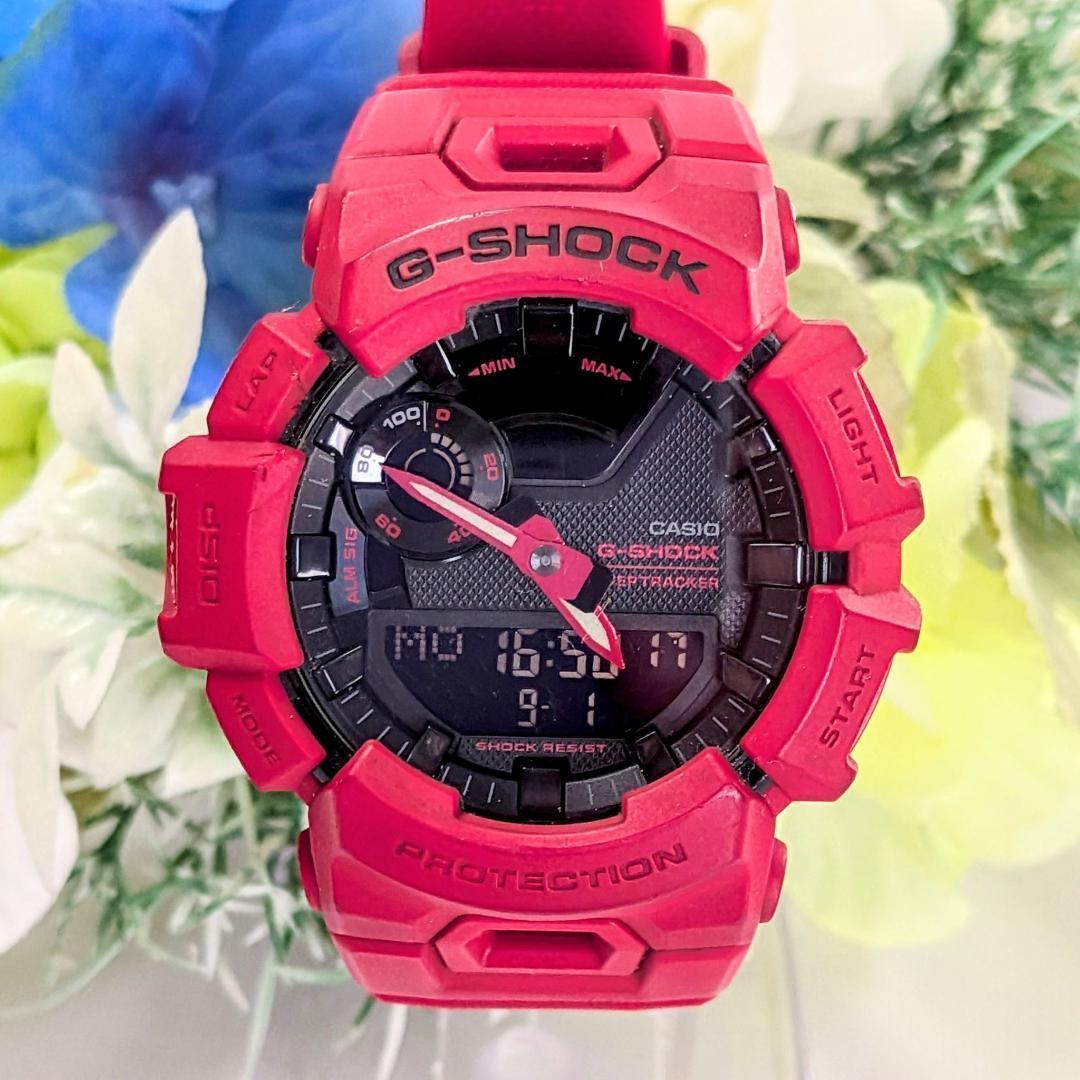 良品 CASIOカシオ メンズ腕時計レッドG-SHOCKスマホ連動 箱付き存在感