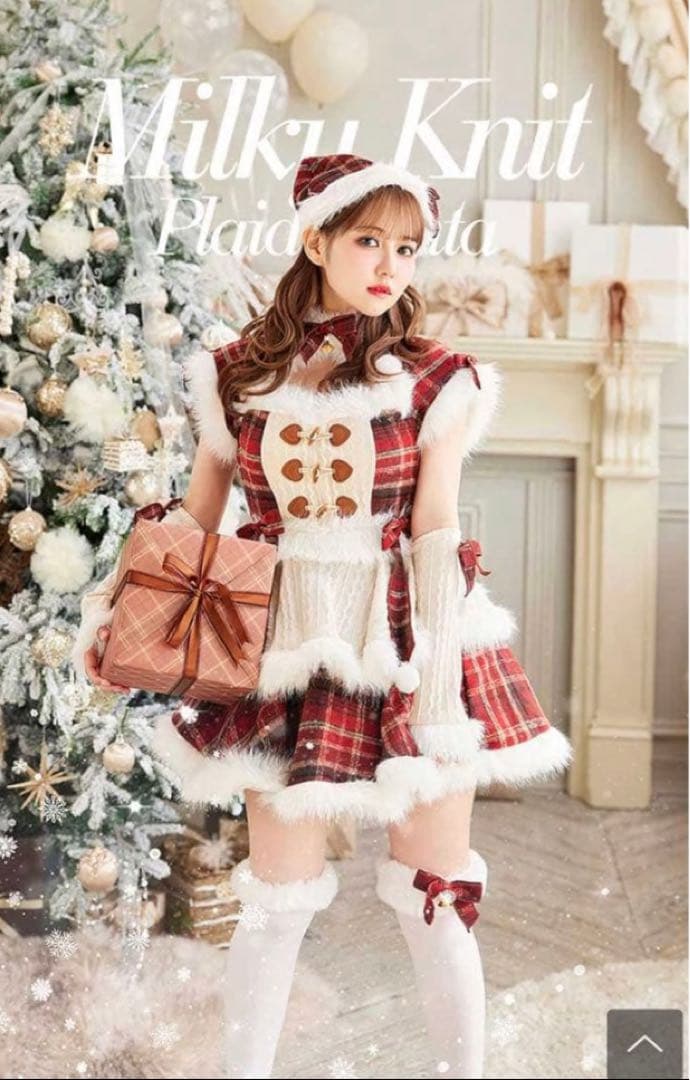 Malymoon マリームーン ミルキーニットダッフルチェックサンタ コスプレ