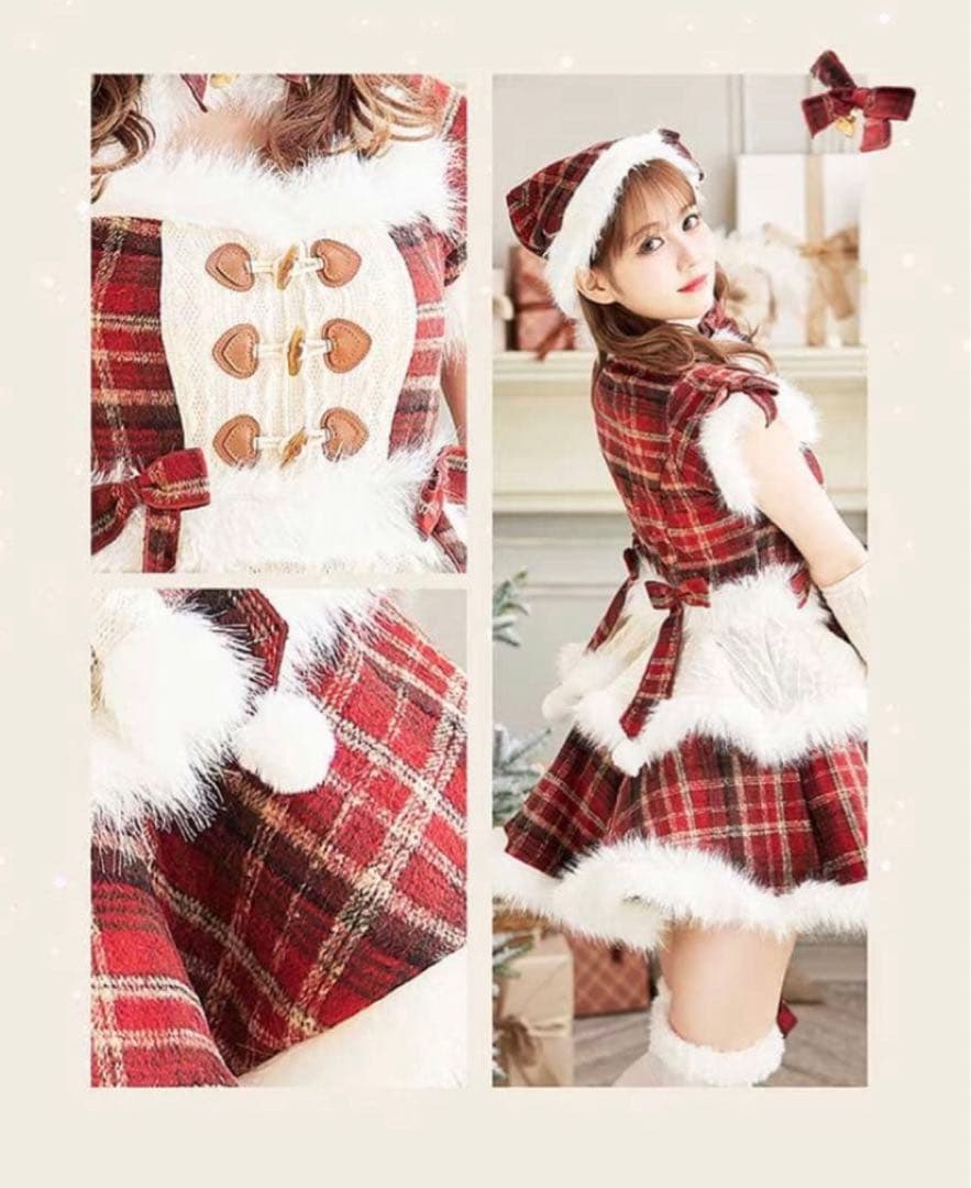 Malymoon マリームーン ミルキーニットダッフルチェックサンタ コスプレ