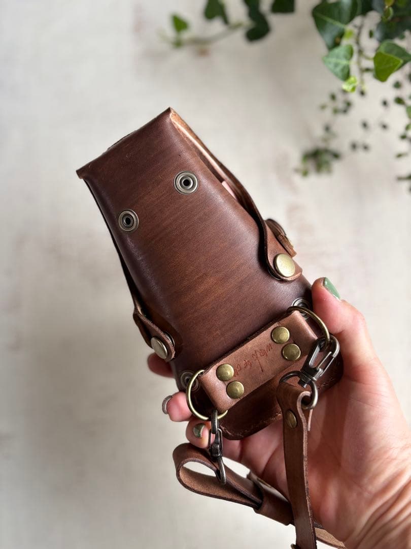 手染めキャメルブラウン、ハラコカウキャメルのシザーケース