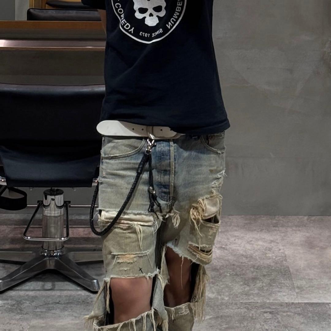 スカルフリンジ　レザーウォレットチェーン