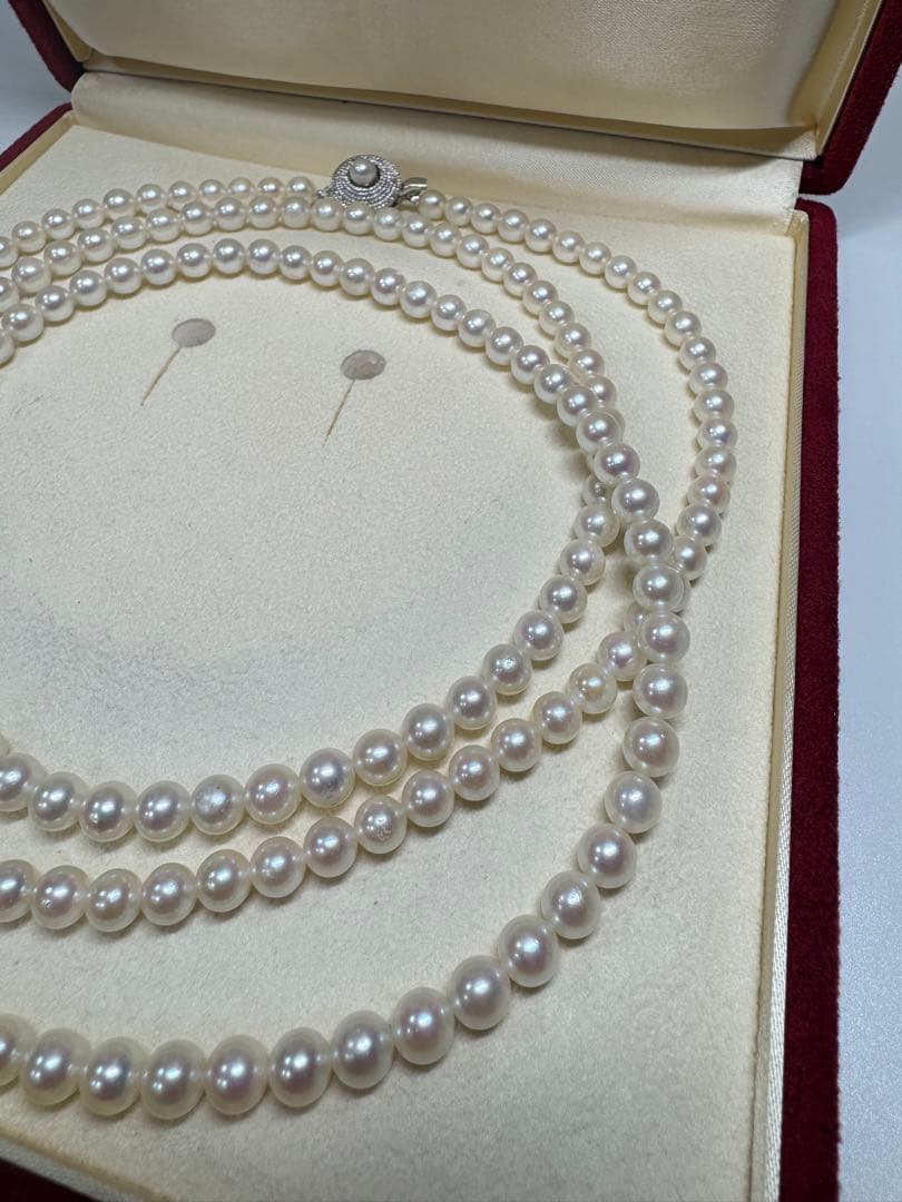本真珠 パール ロングネックレス 約110cm 6.2mm 冠婚葬祭 フォーマル
