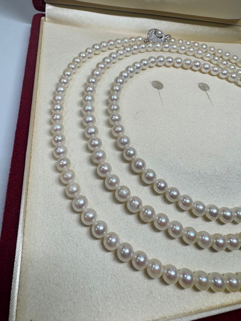 本真珠 パール ロングネックレス 約110cm 6.2mm 冠婚葬祭 フォーマル
