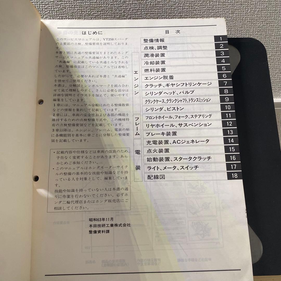 ホンダ　VT250 スパーダ　MC20 サービスマニュアル　パーツリスト