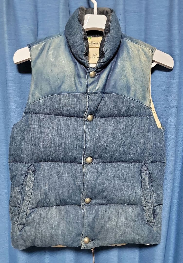 【美品】REMI RELIEF ダウンベスト デニム インディゴレザー L 希少