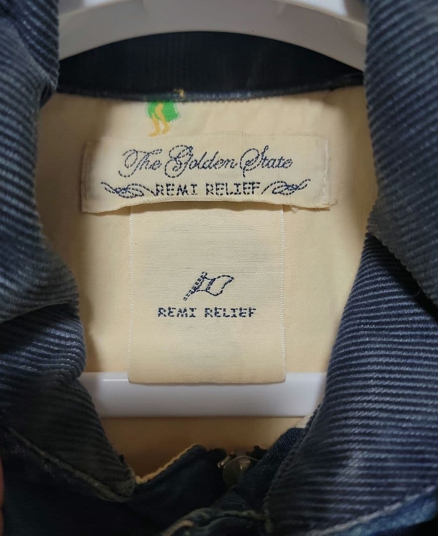 【美品】REMI RELIEF ダウンベスト デニム インディゴレザー L 希少