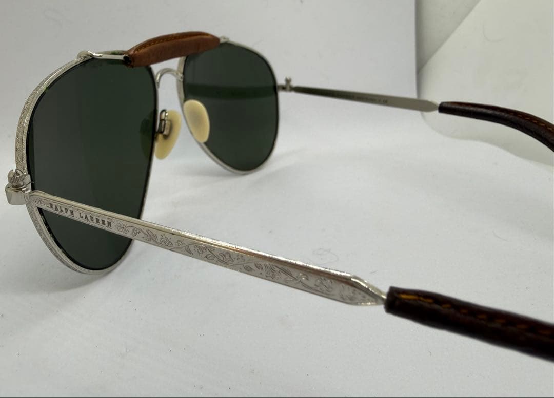 【ヴィンテージ】イタリア製ラルフローレン　革巻き　ティアドロップ　サングラス