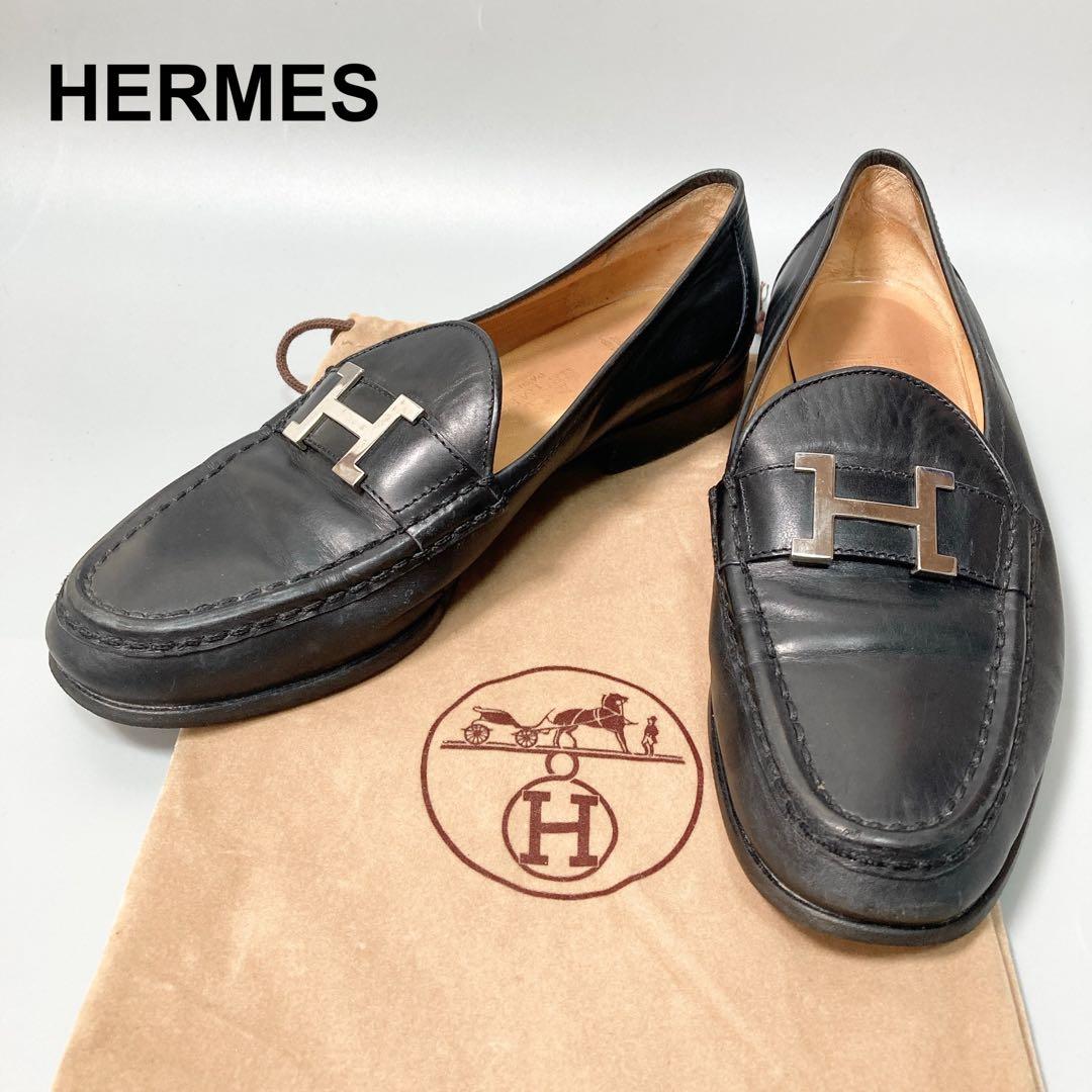 HERMES エルメス コンスタンス ローファー Hロゴ 革靴 37 1/2
